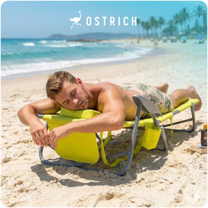Ostrich The Heavy-Duty Backpacker Portable Reclining Beach Chair, Lime Green