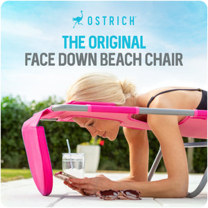 Ostrich The Heavy-Duty Backpacker Portable Reclining Beach Camping Chair, Pink