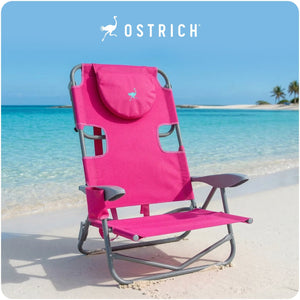 Ostrich The Heavy-Duty Backpacker Portable Reclining Beach Camping Chair, Pink