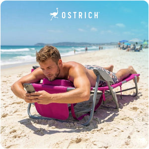 Ostrich The Heavy-Duty Backpacker Portable Reclining Beach Camping Chair, Pink