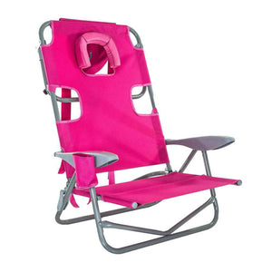 Ostrich The Heavy-Duty Backpacker Portable Reclining Beach Camping Chair, Pink