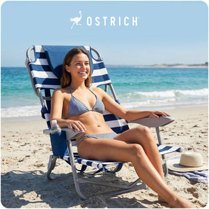 Ostrich The Heavy-Duty Backpacker Portable Reclining Beach Camping Chair, Stripe