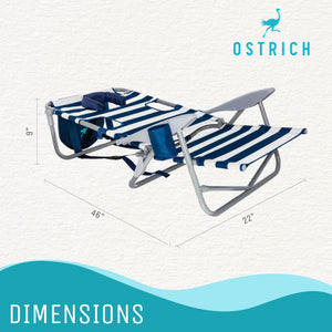 Ostrich On-Your-Back Outdoor Lounge 5 Position Recline Beach Chair (2 Pack)