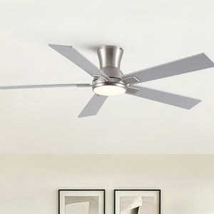Low Profile Flush Mount Intergrated LED Ceiling Fan With Light And Reversible Quiet Motor