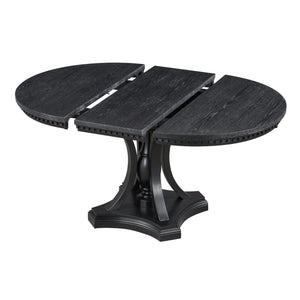 5 Piece Dining Set Extendable Round Table And 4 Chairs - Black / Oak