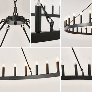 59.1 Inch 36-Light Wagon Wheel Chandelier
