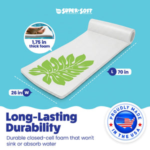 Texas Recreation Sunsation 70 In. Foam Raft Lounger Pool Float, White (2 Pack)