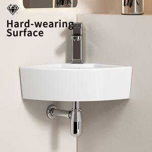 Triangle Corner Sink For Bathroom - Milk White