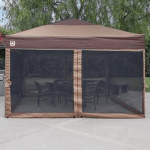 Z Shade Mesh Wall Screen Room Attachment for 12 x 12 Foot Outdoor Canopy, Tan - TRAPSKI