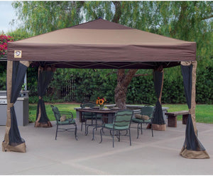 Z Shade Mesh Wall Screen Room Attachment for 12 x 12 Foot Outdoor Canopy, Tan - TRAPSKI