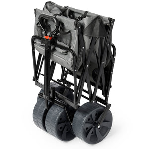 Mac Sports Collapsible All Terrain Beach Utility Wagon Cart with Table, Grey