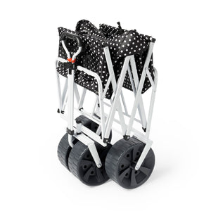 Mac Sports Collapsible All Terrain Beach Utility Wagon Cart w/ Table, Black Dots