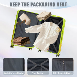 20'/24'/28' 3-Piece PC Spinner Wheel Luggage Set (Yellow+Green)