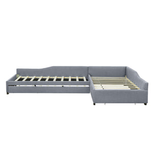 Upholstered Double Daybed With Trundle And Drawer