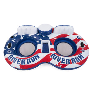Intex American Flag 2 Person Pool Tube Float with Cooler Bundled with Air Pump