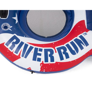 Intex American Flag 2 Person Pool Tube Float with Cooler Bundled with Air Pump