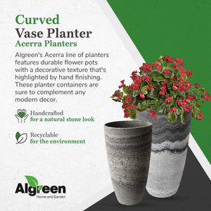 Algreen Acerra 12 x 20 Inch Curved Patio Vase Garden Planter, Marble (2 Pack)