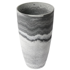 Algreen Acerra 12 x 20 Inch Curved Patio Vase Garden Planter, Marble (2 Pack)