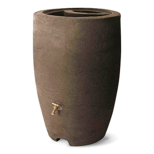 Algreen Athena 50 Gallon Plastic Rain Water Collection Drum, Brownstone (3 Pack)