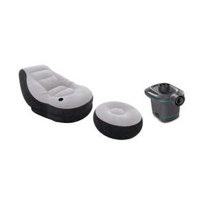 Intex 120V AC Electric Air Pump & Inflatable Ultra Lounge Chair And Ottoman Set