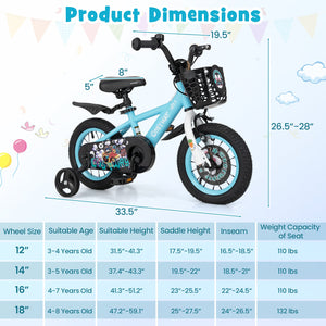 14 Inch Kids Bike with Adjustable Handlebar and Saddle for 3-5 Years Old-14 inches