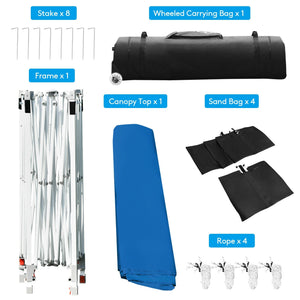 17 Feet x 10 Feet Foldable Pop Up Canopy with Adjustable Instant Sun Shelter