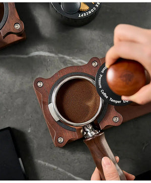 Cute Bear Espresso Tamper Set with Walnut Stand - Gift for Coffee Lovers Under $29