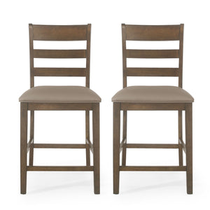 Farmhouse Upholstered Wood Counter Stools