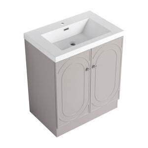 Contemporary Freestanding Bathroom Vanity With Resin Sink & Soft-Close Cabinet Doors