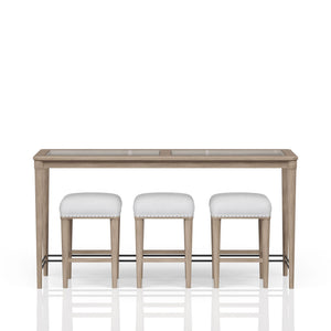 Glass Console Table With 3 Stools - Frosted
