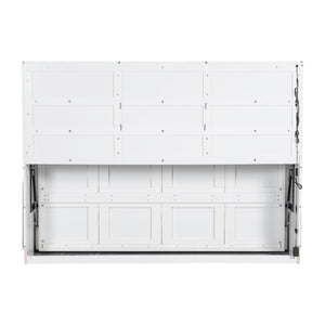 Murphy Cabinet Bed With Folding Sofa, Built In Storage Shelves And LED Light