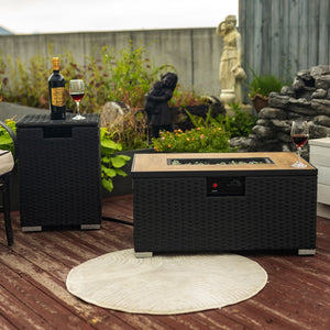 32" Propane Gas Fire Pit Table with Propane Tank Cover - Dark Gray