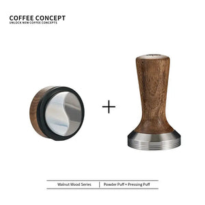 Solid Walnut Espresso Tamper Set - 58mm Solid Wood Handle + Stand