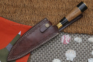 13" Handmade Santoku Damascus Chef Knife Buffalo Horn with Olive Wood Handle