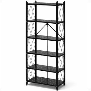 Origami 6 Shelf Bookcase Open Organizer Freestanding Living Room Shelves, Black