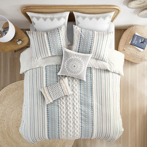 Full/Queen Cotton Printed Duvet Cover Set with Chenille