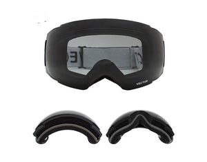 Compass ski glasses for men and women double-layer lens anti-fog spherical surface with magnets can be changed mountaineering goggles