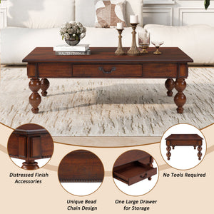 Rectangular Wooden Coffee Table with Storage Drawer