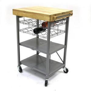 Origami 3 Shelf Kitchen Island Bar Cart with Double Wine Rack Bottle Holder