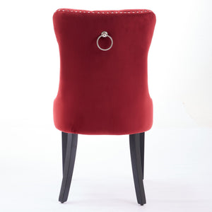 Classic Velvet Dining Chairs - Burgundy (Set of 2)