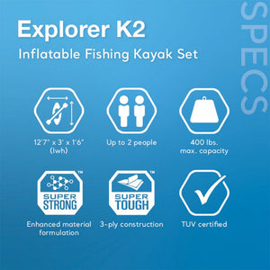 Intex Excursion Pro Inflatable 2 Person Kayak Set w/ Oars & Pump, 2-Pack, Red