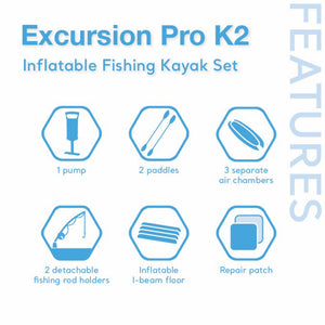 Intex Excursion Pro Inflatable 2 Person Kayak Set w/ Oars & Pump, 2-Pack, Red