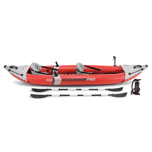 Intex Excursion Pro Inflatable 2 Person Kayak Set w/ Oars & Pump, 2-Pack, Red