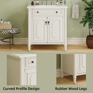 Vintage Bathroom Vanity With Sink, Rustic Cabinet With Soft Close Doors