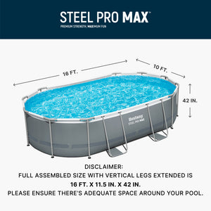 Bestway Steel Pro MAX 16' x 10' x 42" Oval Above Ground Swimming Pool Set