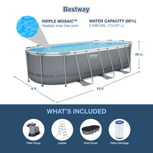 Bestway Steel Pro MAX 18' x 9' x 48" Oval Above Ground Outdoor Swimming Pool Set