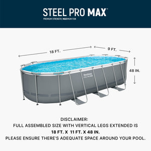 Bestway Steel Pro MAX 18' x 9' x 48" Oval Above Ground Outdoor Swimming Pool Set