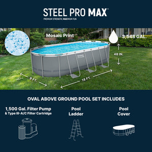 Bestway Steel Pro MAX 18' x 9' x 48" Oval Above Ground Outdoor Swimming Pool Set