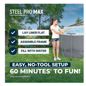 Bestway Steel Pro MAX 18' x 9' x 48" Oval Above Ground Outdoor Swimming Pool Set