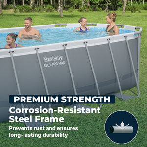 Bestway Steel Pro MAX 18' x 9' x 48" Oval Above Ground Outdoor Swimming Pool Set